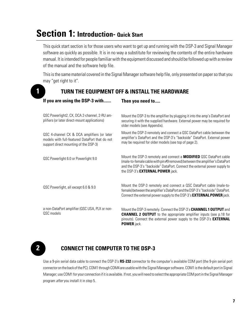 Introduction | QSC Audio DSP-3 User Manual | Page 7 / 36