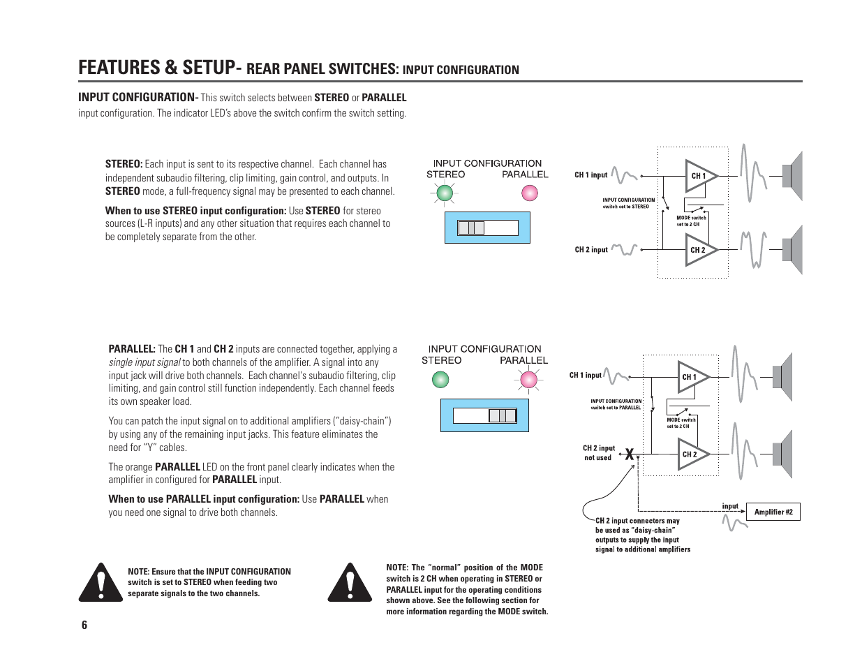Features & setup, Rear panel switches | QSC Audio PL230A User Manual | Page 6 / 35