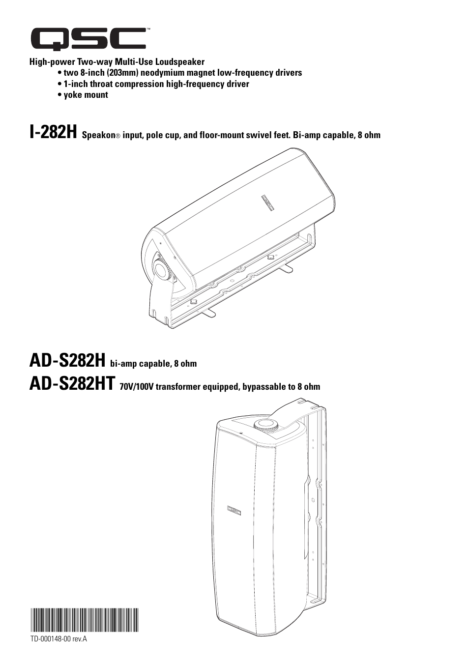 QSC Audio AD-S52T User Manual | 16 pages