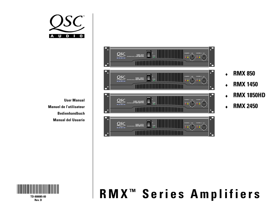 QSC Audio RMX 850 User Manual | 38 pages