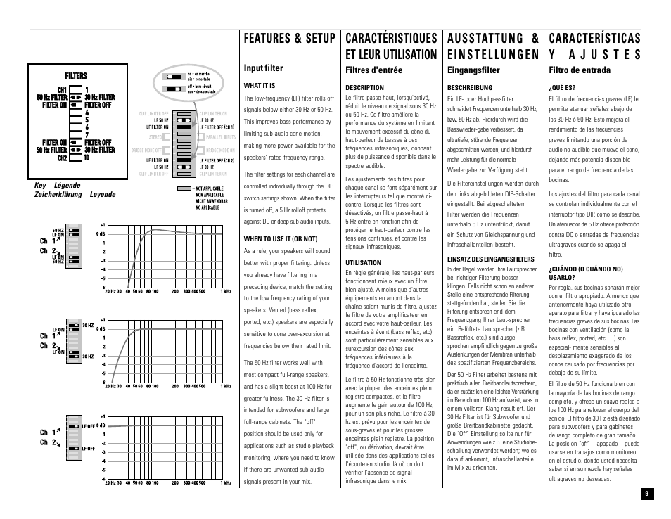 Features & setup, Caractéristiques et leur utilisation | QSC Audio RMX 850 User Manual | Page 9 / 38