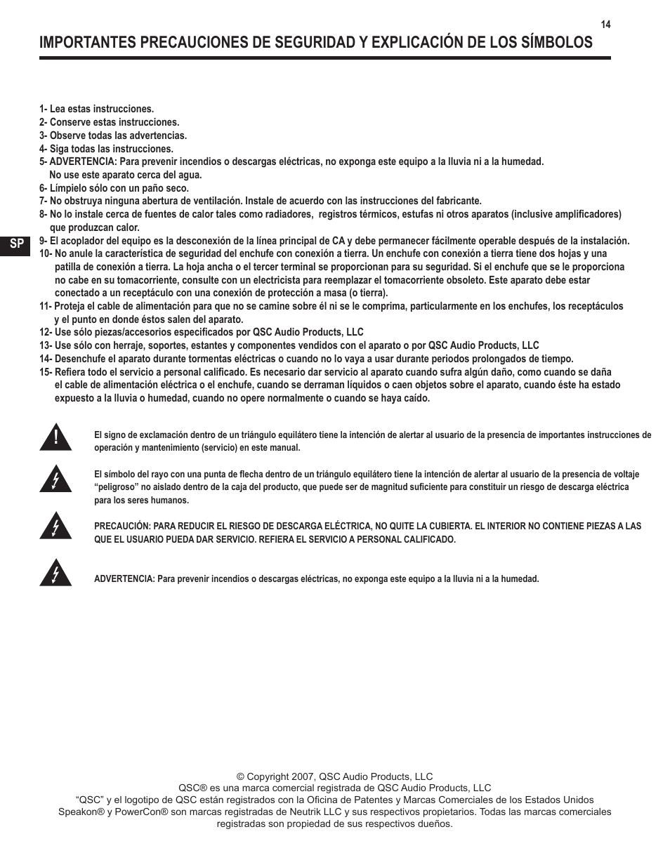 QSC Audio GX3 300 User Manual | Page 14 / 60
