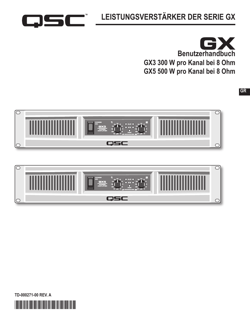 Leistungsverstärker der serie gx, Benutzerhandbuch | QSC Audio GX3 300 User Manual | Page 37 / 60