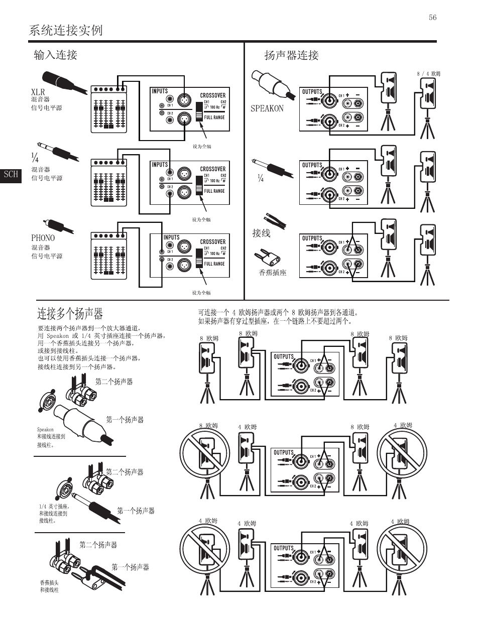 系统连接实例 | QSC Audio GX3 300 User Manual | Page 56 / 60