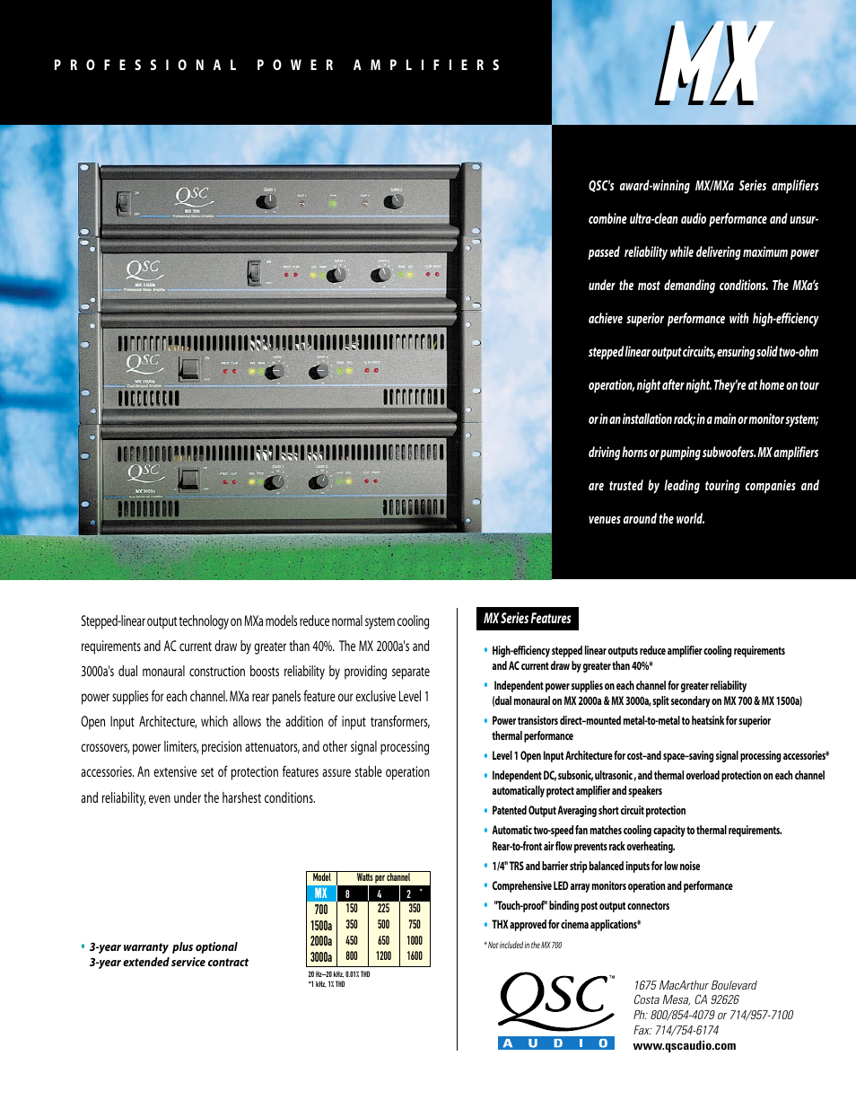 QSC Audio MX 1500a User Manual | 2 pages