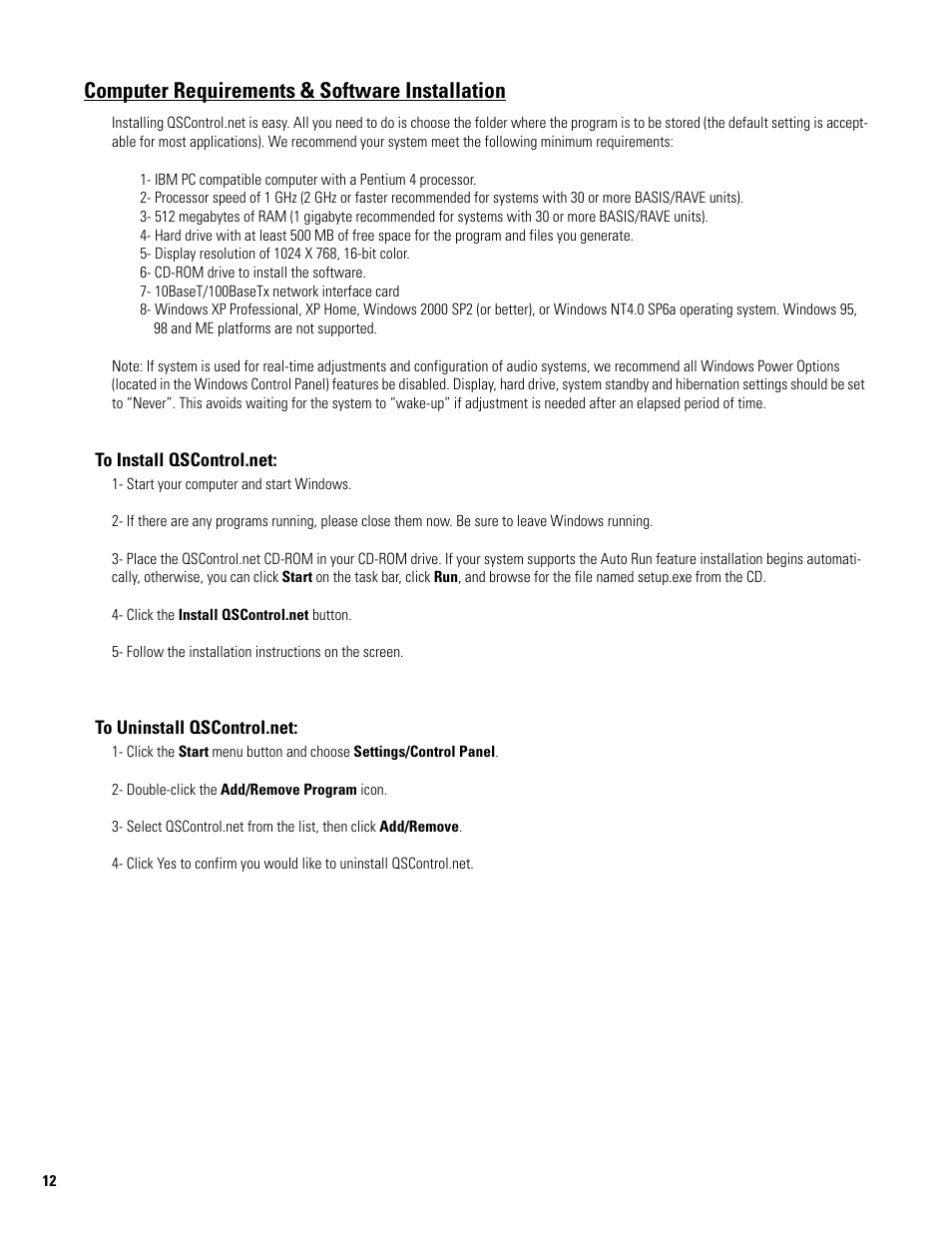 Computer requirements & software installation | QSC Audio 522AA User Manual | Page 12 / 26