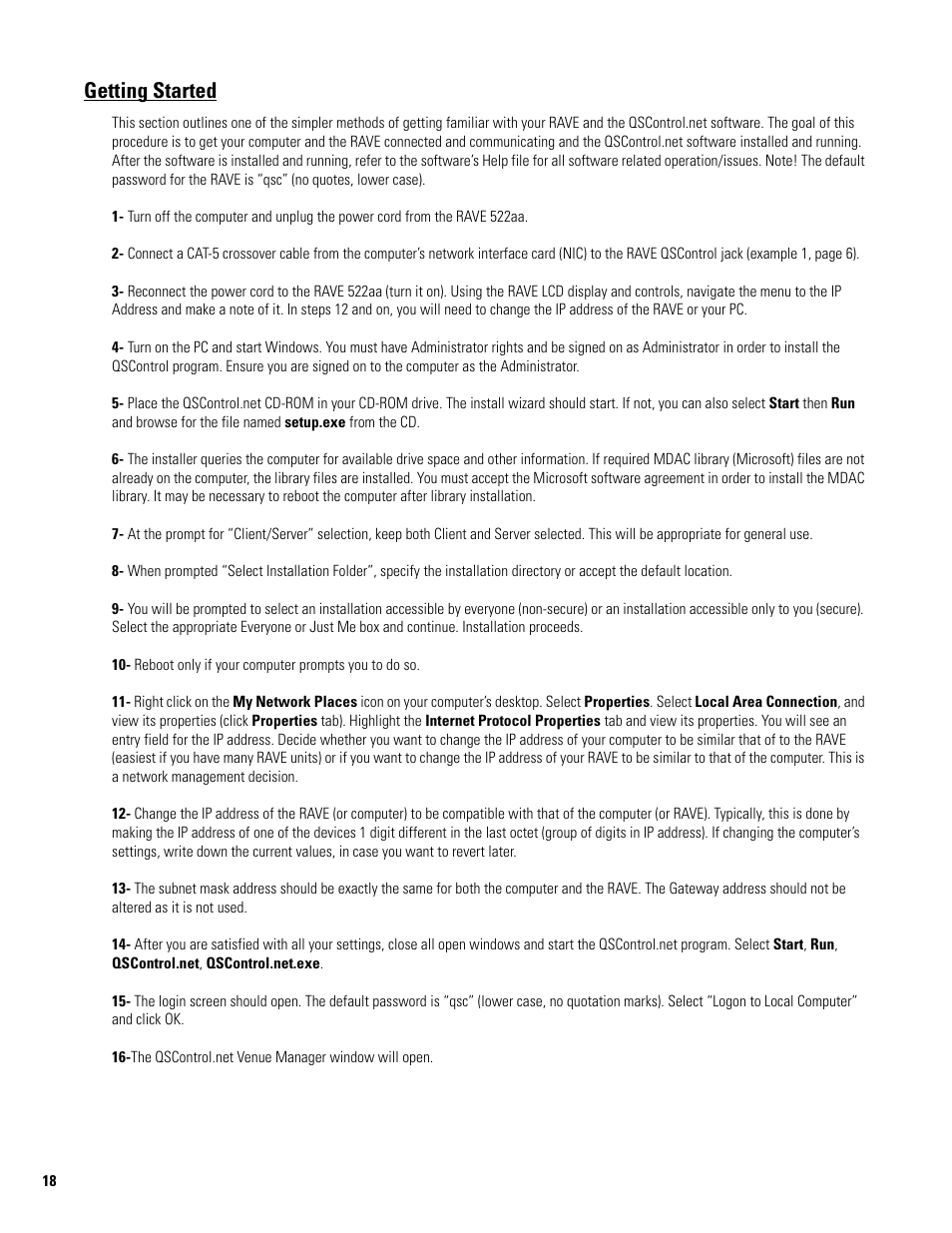 Getting started | QSC Audio 522AA User Manual | Page 18 / 26