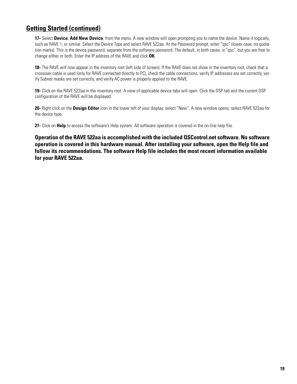 Getting started (continued) | QSC Audio 522AA User Manual | Page 19 / 26