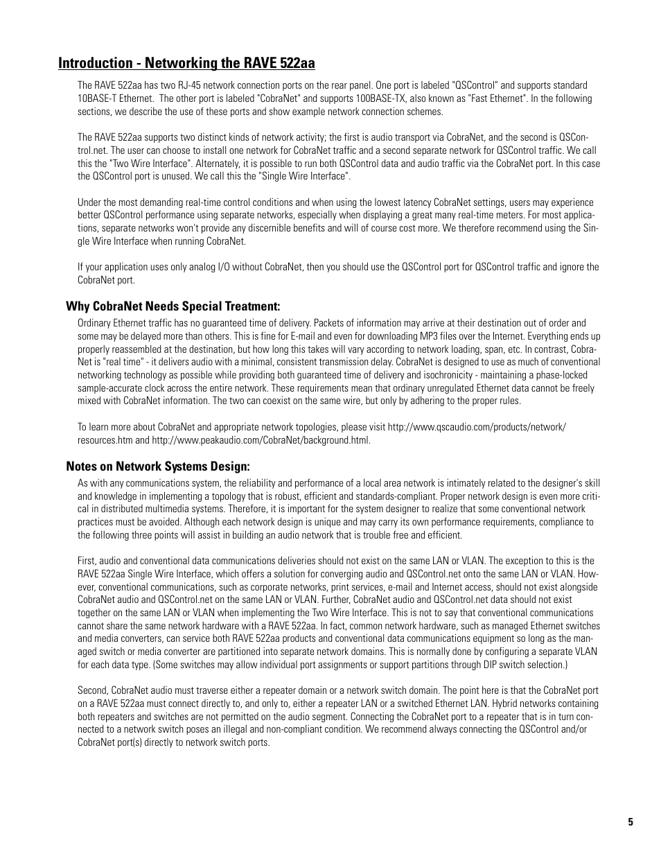 Introduction - networking the rave 522aa | QSC Audio 522AA User Manual | Page 5 / 26