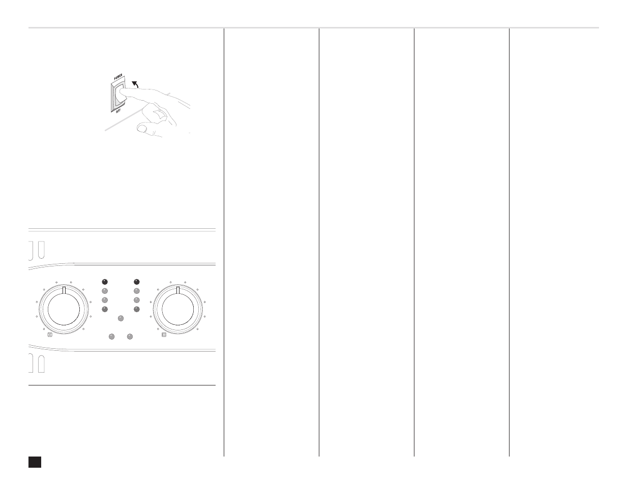 Ac power switch, Gain controls, Led indicators | Indicateurs del, Indicadores led, Led-anzeige, Interrupteur d'alimentation ca, Netzschalter, Interruptor de encendio, Contrôles de gain | QSC Audio PLX 3402 User Manual | Page 18 / 32