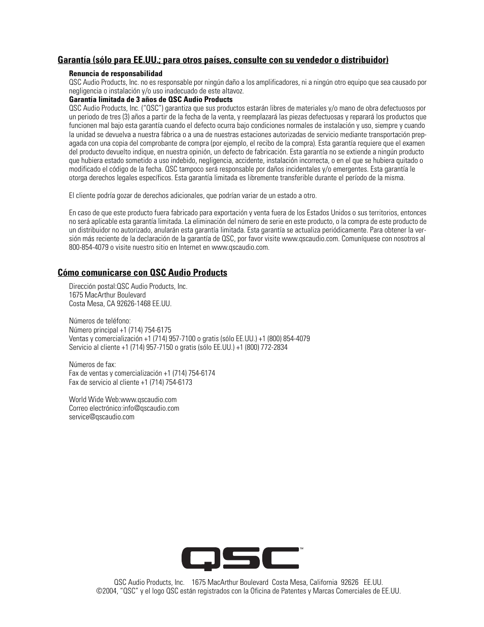 QSC Audio SC-322 User Manual | Page 14 / 42