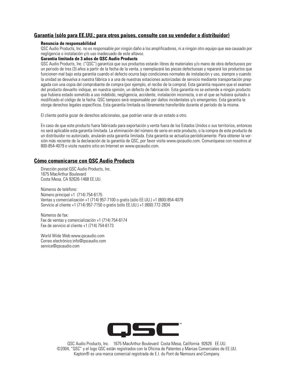 QSC Audio SC-322 User Manual | Page 18 / 42