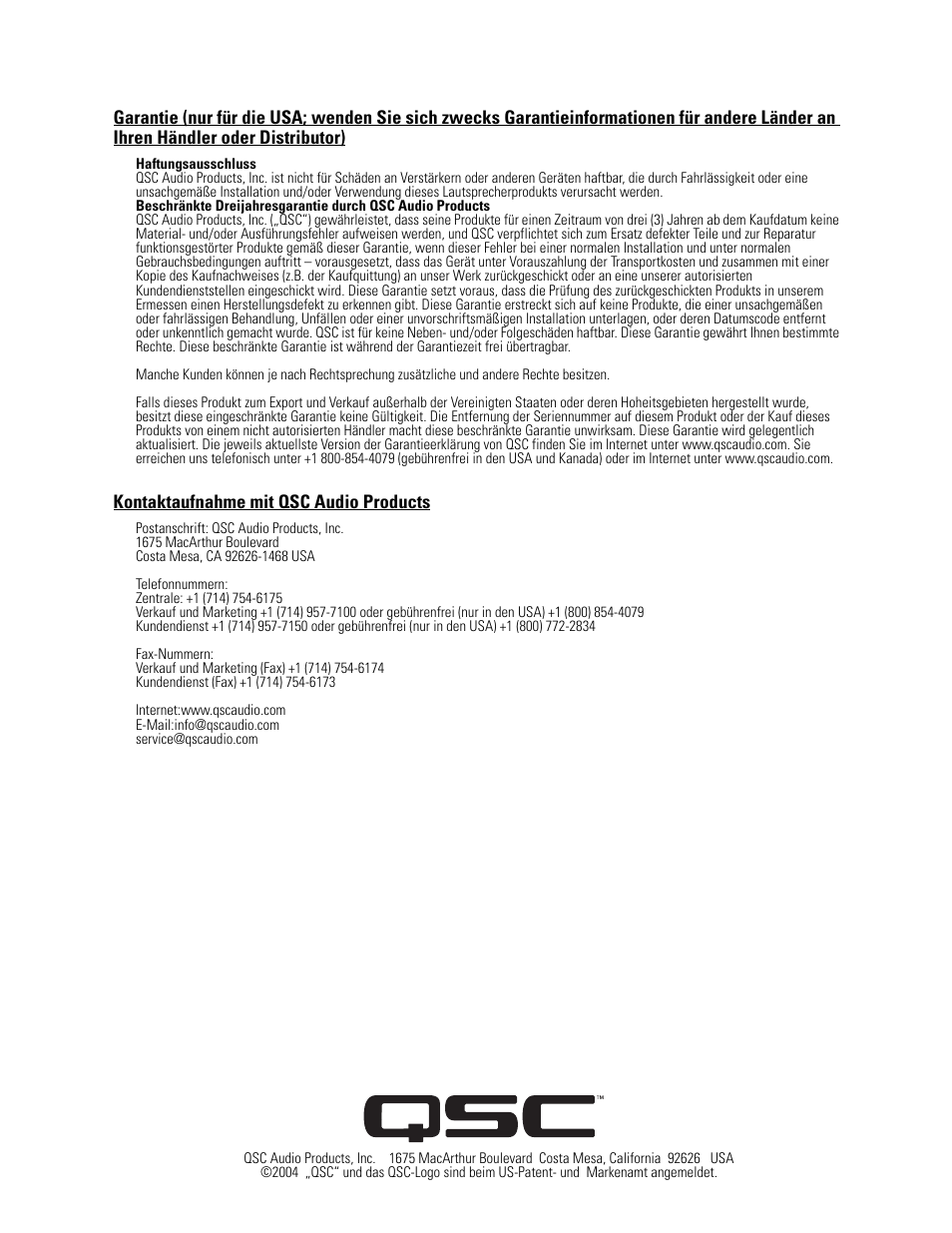 QSC Audio SC-322 User Manual | Page 30 / 42