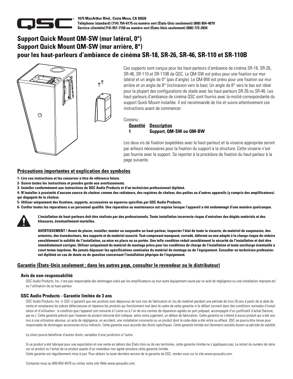 QSC Audio SR-110B User Manual | Page 5 / 10