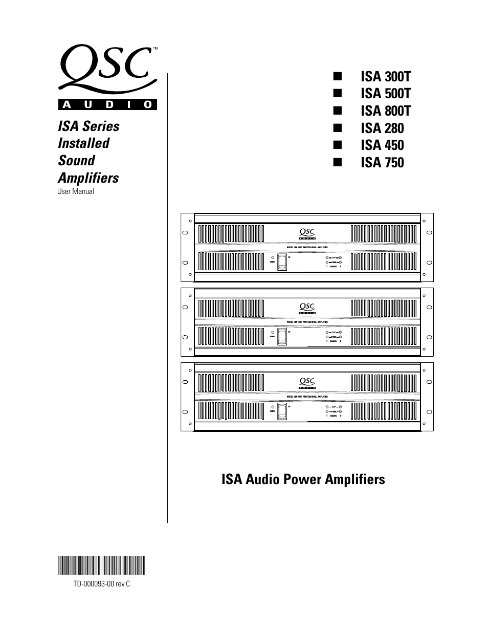 QSC Audio ISA 500T User Manual | 40 pages