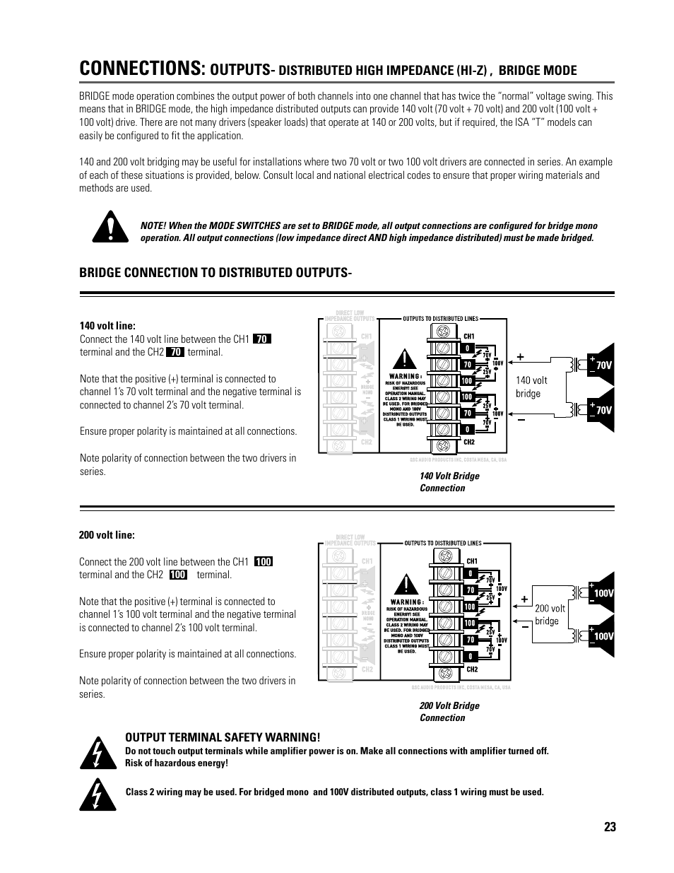 Connections, Outputs | QSC Audio ISA 500T User Manual | Page 23 / 40