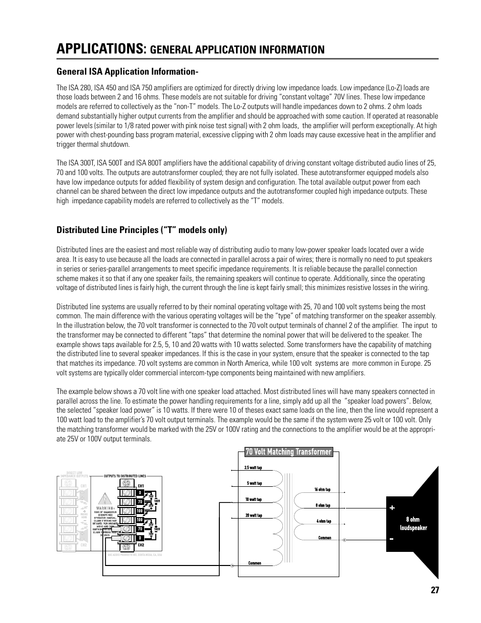 Applications | QSC Audio ISA 500T User Manual | Page 27 / 40