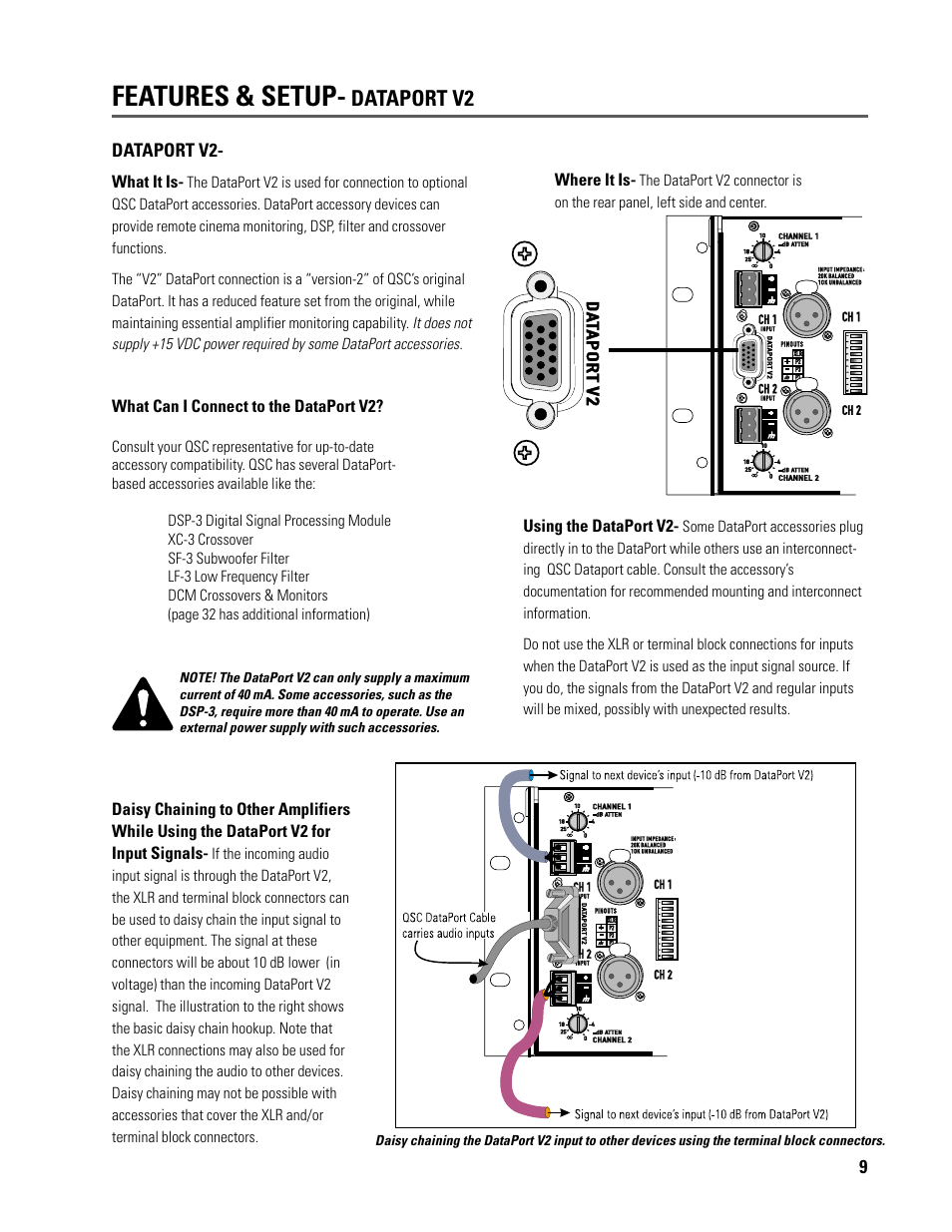 Features & setup, Dataport v2 | QSC Audio ISA 500T User Manual | Page 9 / 40