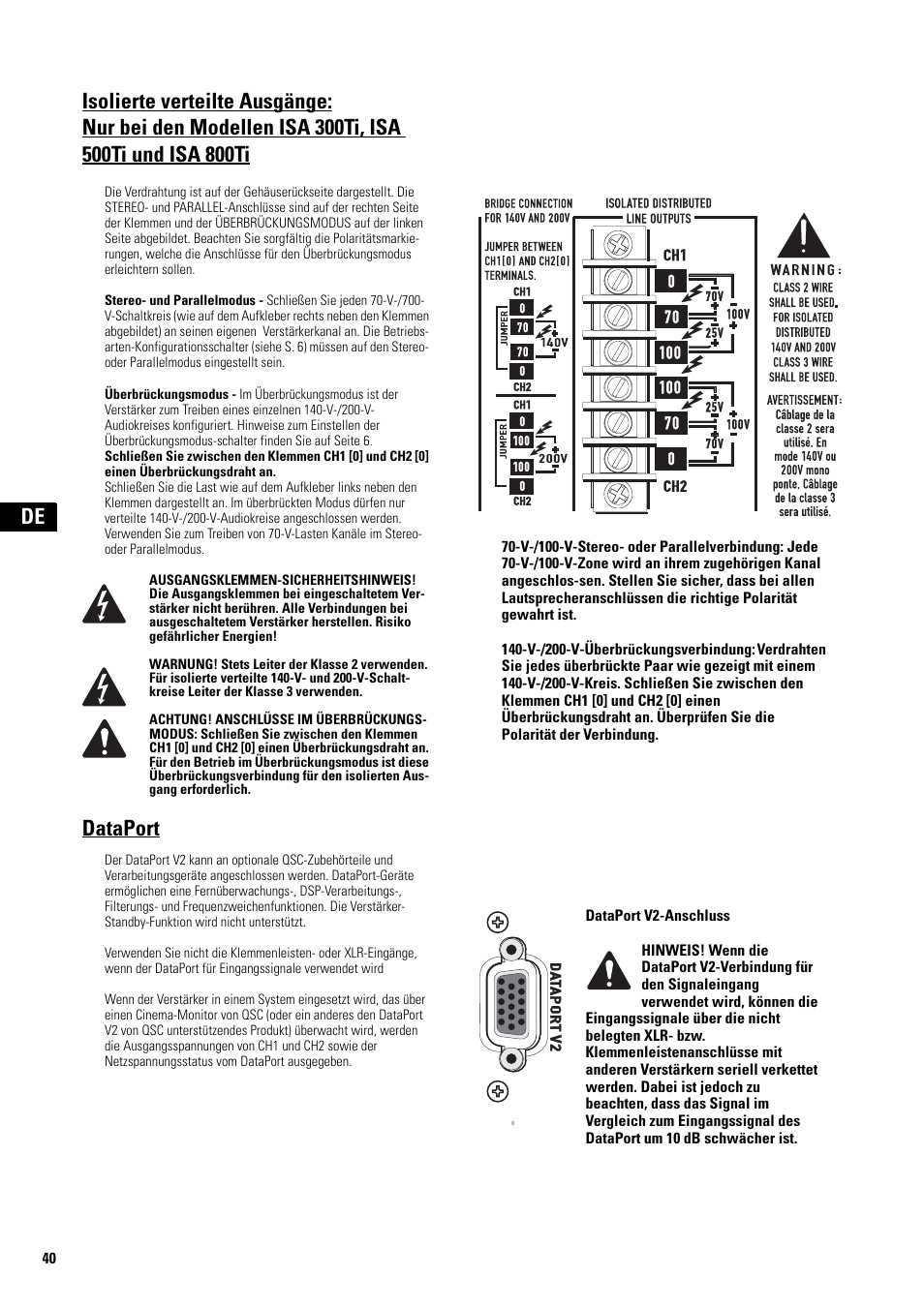 Dataport, Dataport v2-anschluss | QSC Audio SA 1350 User Manual | Page 40 / 56