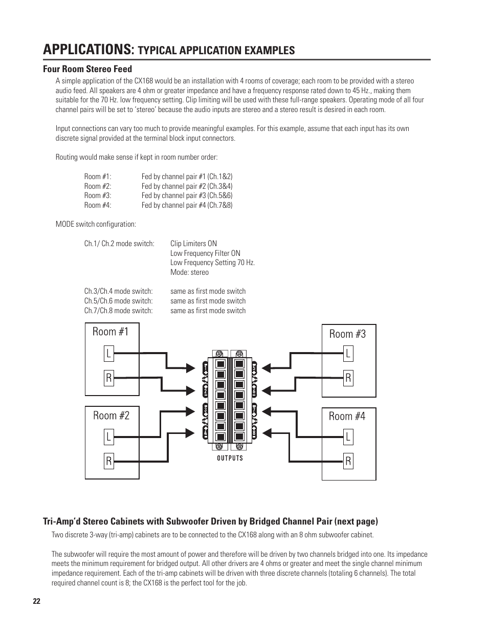 Applications, Typical application examples | QSC Audio CX168 User Manual | Page 22 / 36