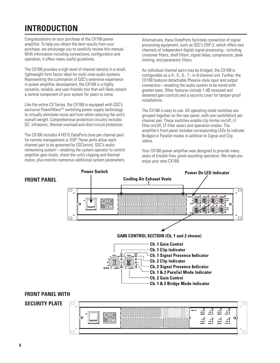 Introduction | QSC Audio CX168 User Manual | Page 4 / 36