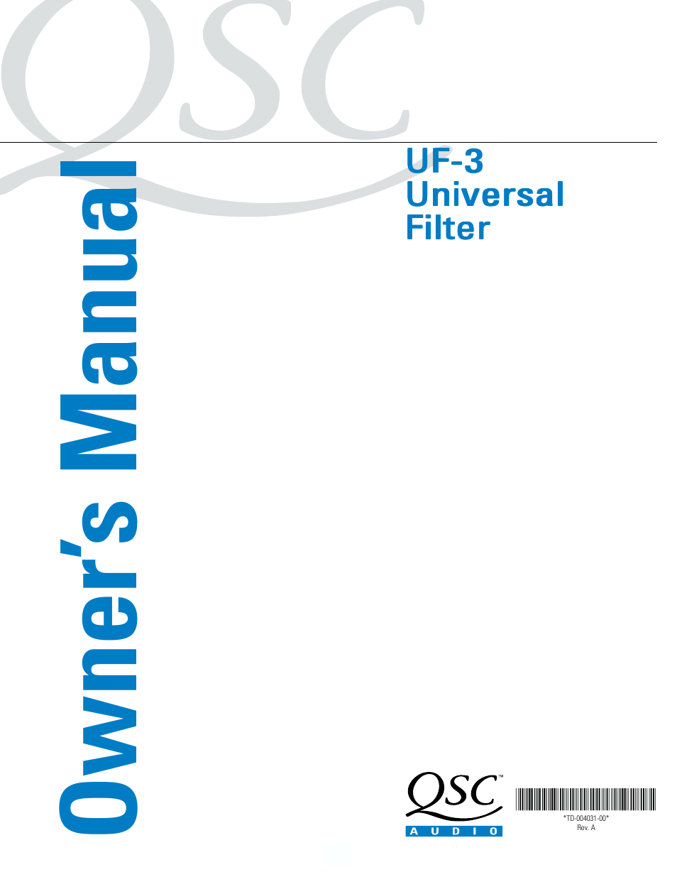 QSC Audio UF-3 User Manual | 14 pages