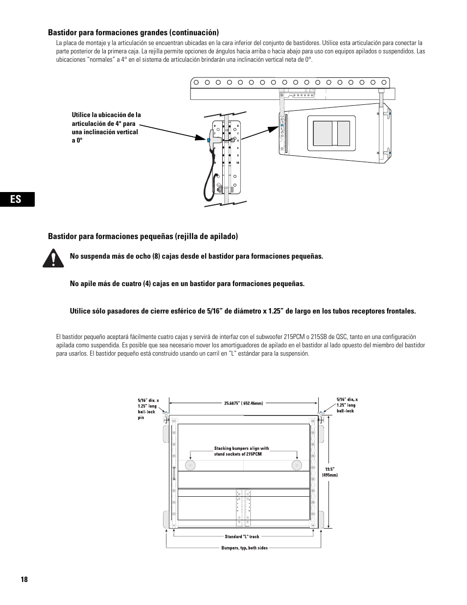 Bastidor para formaciones grandes (continuación) | QSC Audio WL2102 User Manual | Page 18 / 56