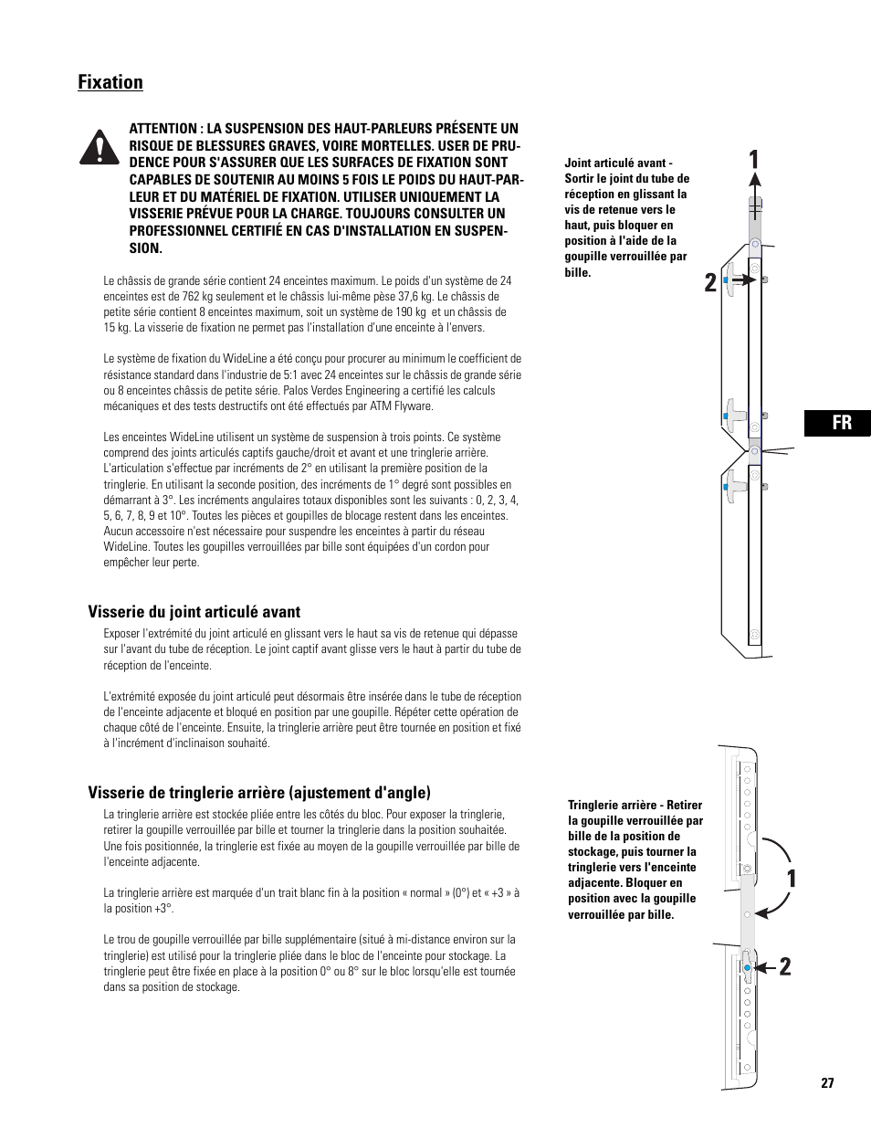 Fixation, Visserie du joint articulé avant | QSC Audio WL2102 User Manual | Page 27 / 56