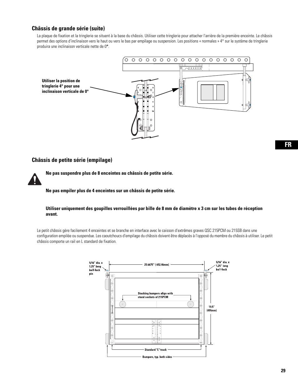 Châssis de grande série (suite), Châssis de petite série (empilage) | QSC Audio WL2102 User Manual | Page 29 / 56