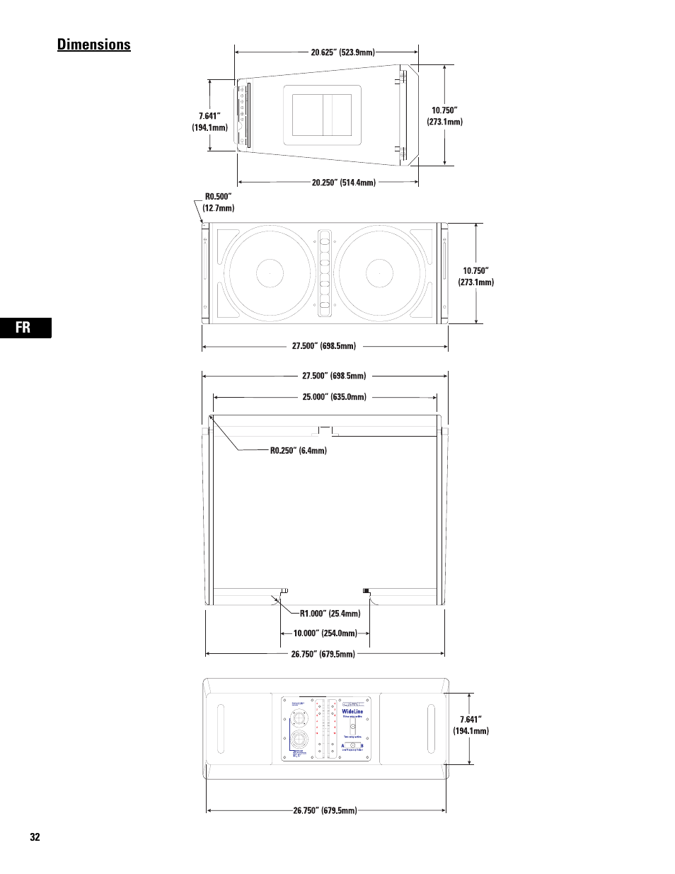 Dimensions | QSC Audio WL2102 User Manual | Page 32 / 56