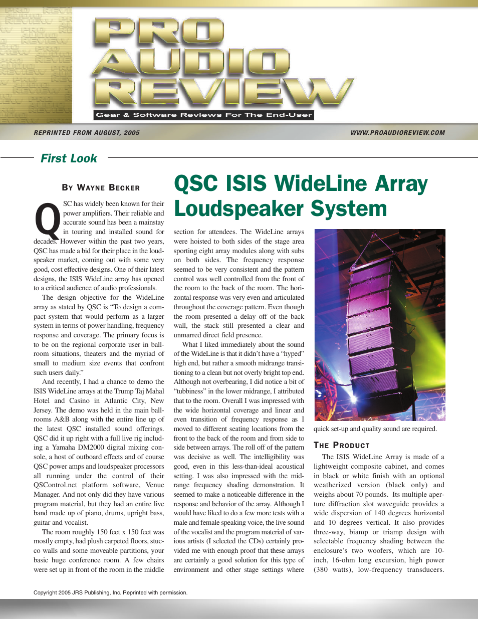 QSC Audio WideLine Array User Manual | 2 pages