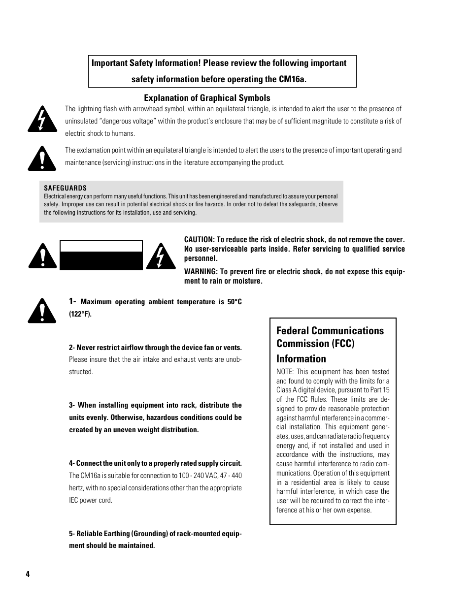 QSC Audio Amplifier Network Monitor CM16a User Manual | Page 4 / 40