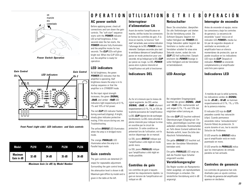 QSC Audio PL236 User Manual | Page 23 / 40