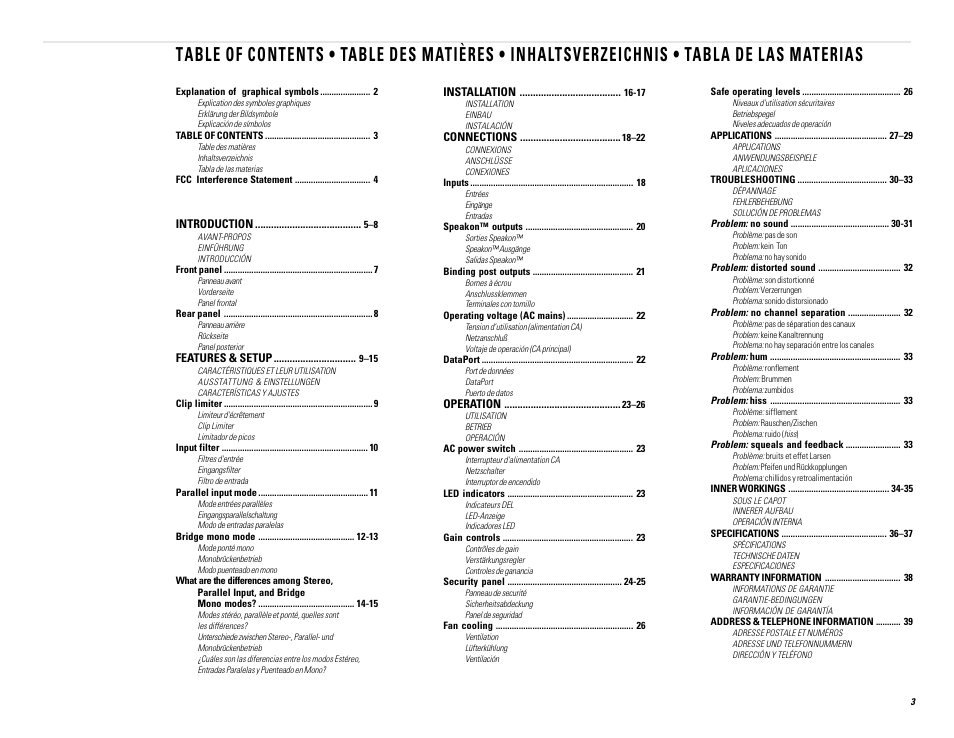 QSC Audio PL236 User Manual | Page 3 / 40
