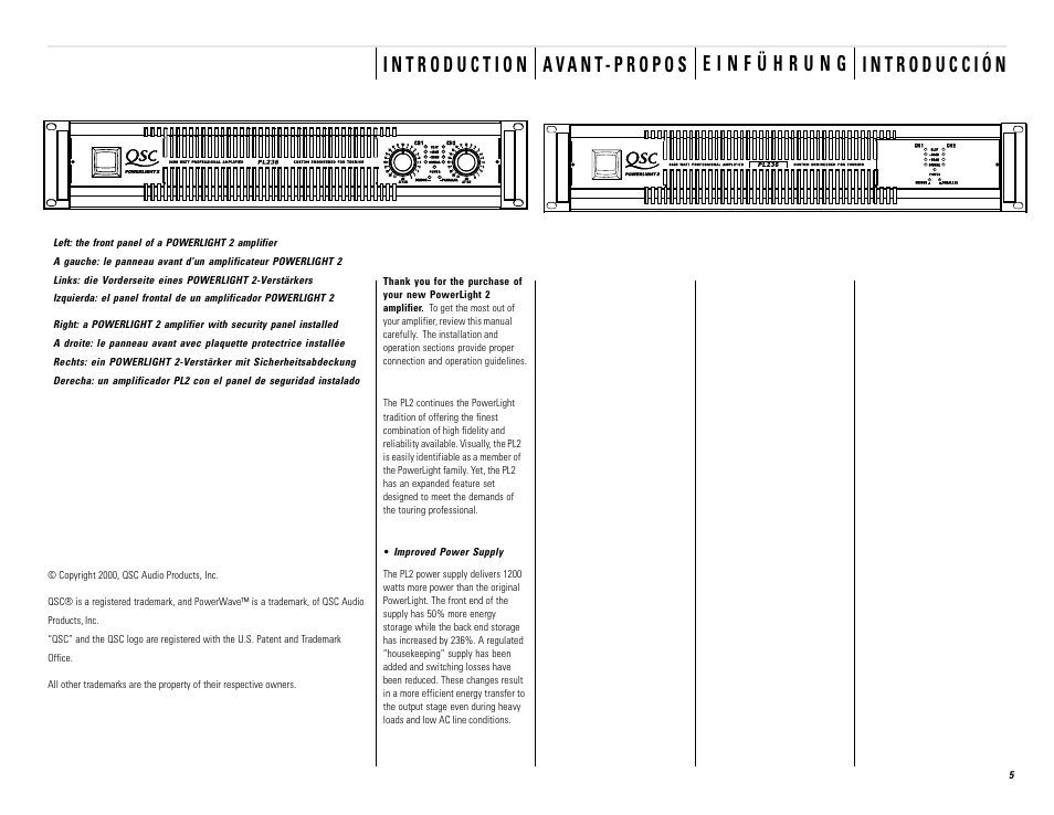 QSC Audio PL236 User Manual | Page 5 / 40