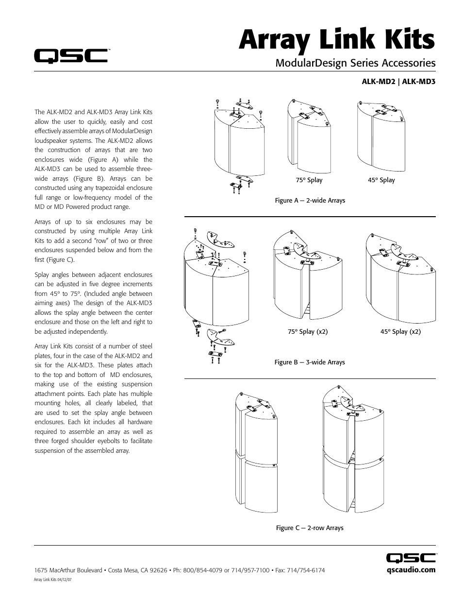 QSC Audio ALK-MD3 User Manual | 1 page