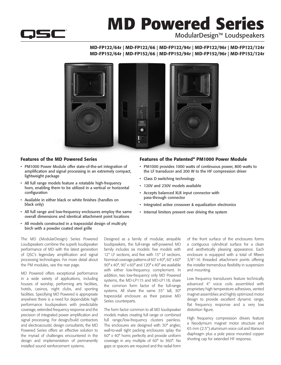 QSC Audio MD-FP122/66 User Manual | 4 pages