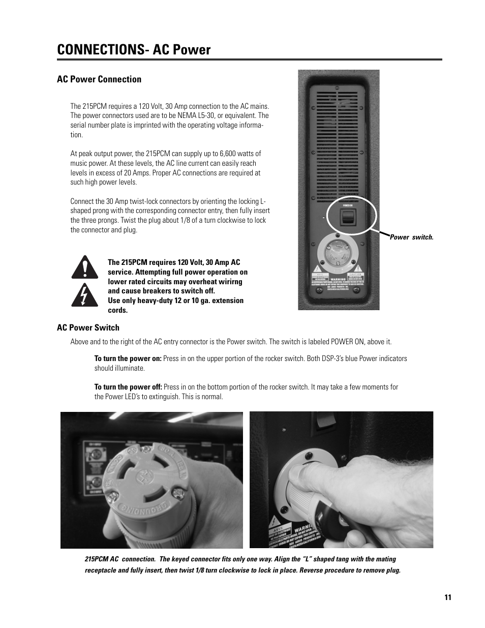 Connections- ac power | QSC Audio ISIS 215SB User Manual | Page 11 / 42