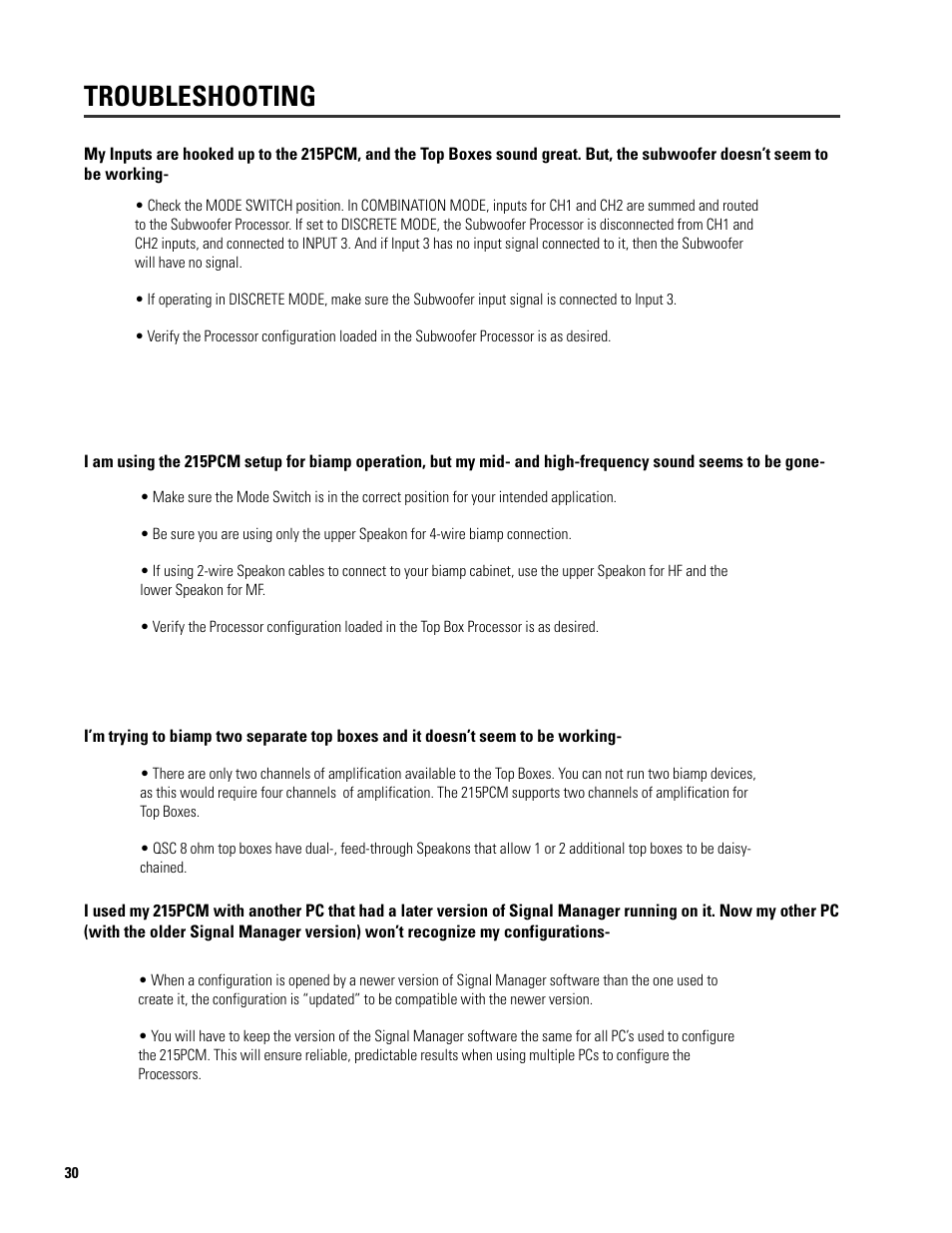 Troubleshooting | QSC Audio ISIS 215SB User Manual | Page 30 / 42