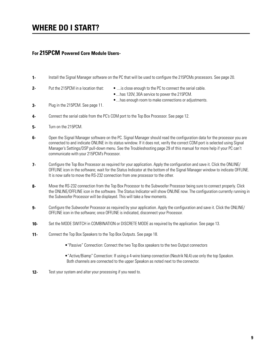 Where do i start, 215pcm | QSC Audio ISIS 215SB User Manual | Page 9 / 42