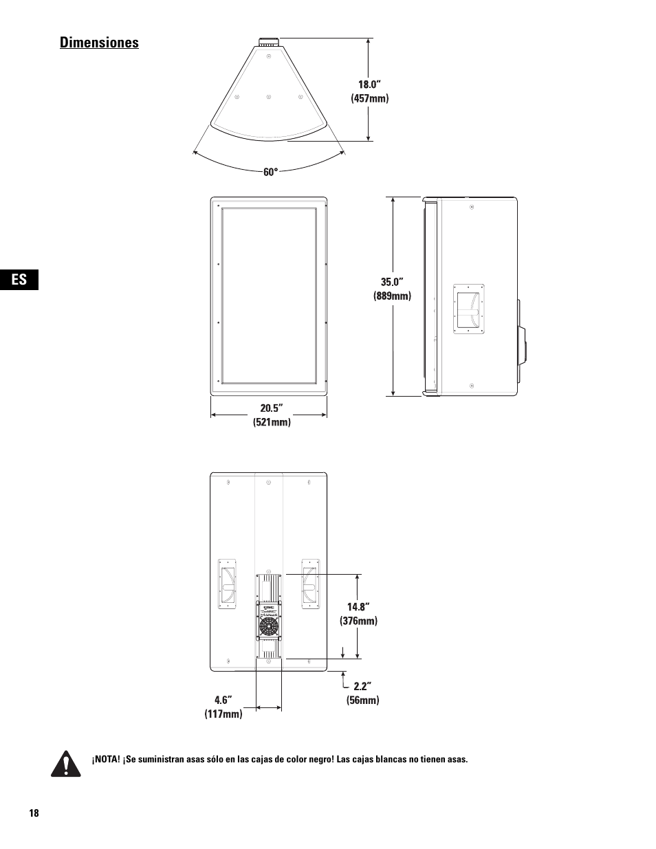 Dimensions | QSC Audio MD-FP122/64r  EU User Manual | Page 18 / 56