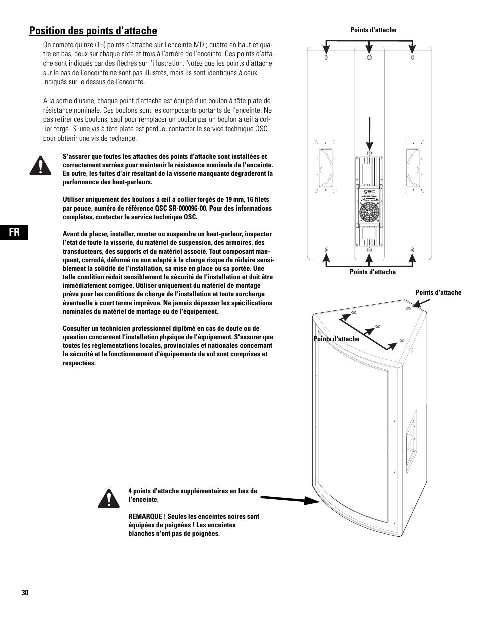 Position des points d'attache, Fr position des points d'attache | QSC Audio MD-FP122/64r  EU User Manual | Page 30 / 56