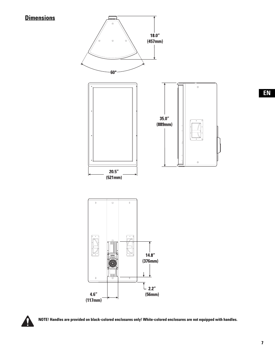 Dimensions | QSC Audio MD-FP122/64r  EU User Manual | Page 7 / 56