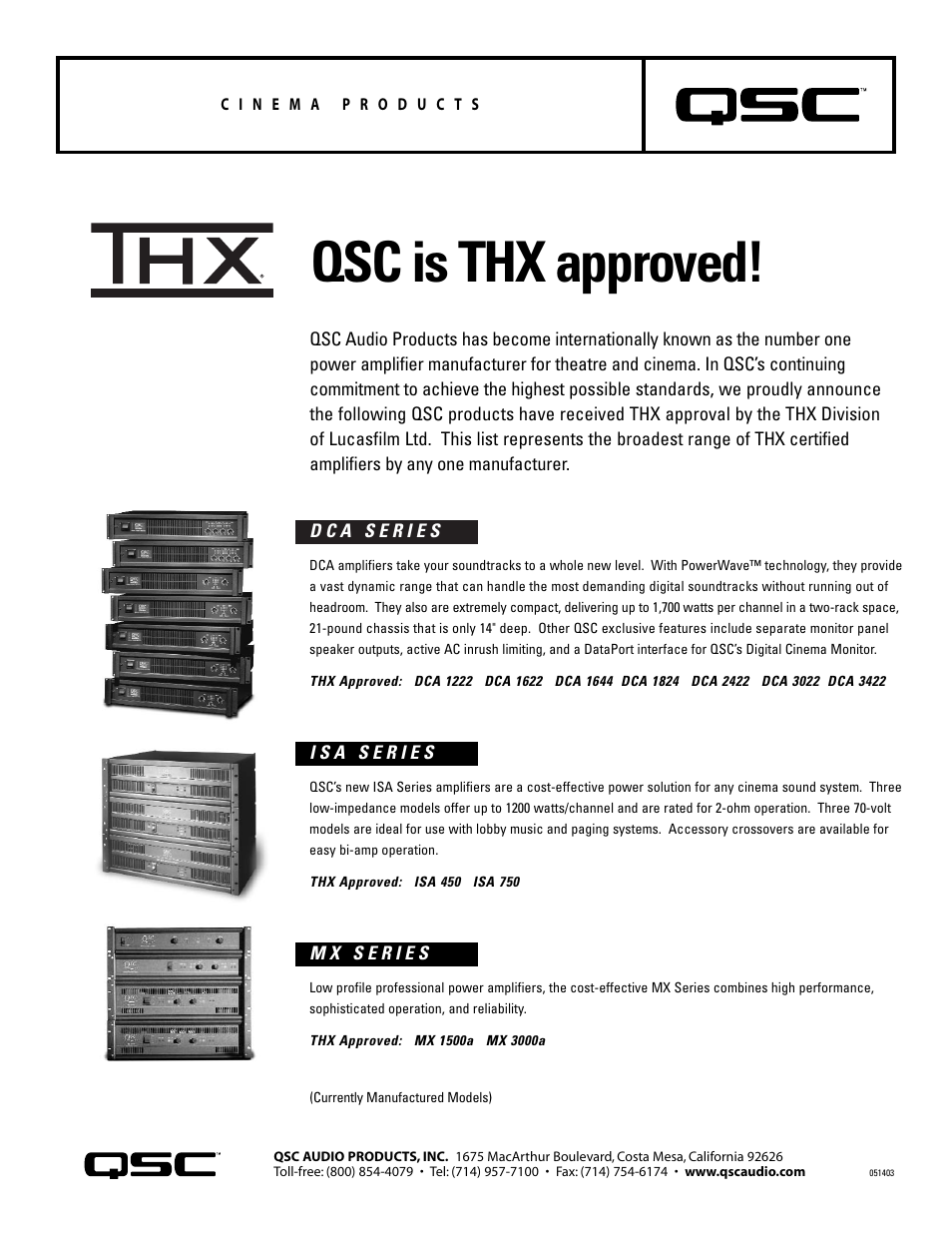 QSC Audio Amplifiers IS A Series User Manual | 1 page