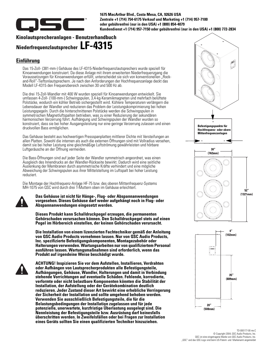 Lf-4315 | QSC Audio LF-4315 User Manual | Page 13 / 20