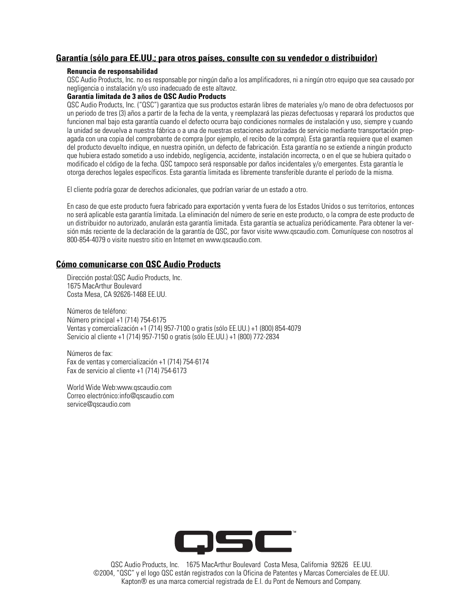 QSC Audio LF-4315 User Manual | Page 8 / 20