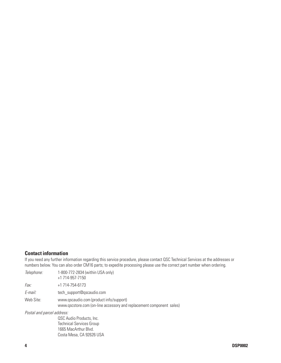 QSC Audio DSP0002 User Manual | Page 4 / 4