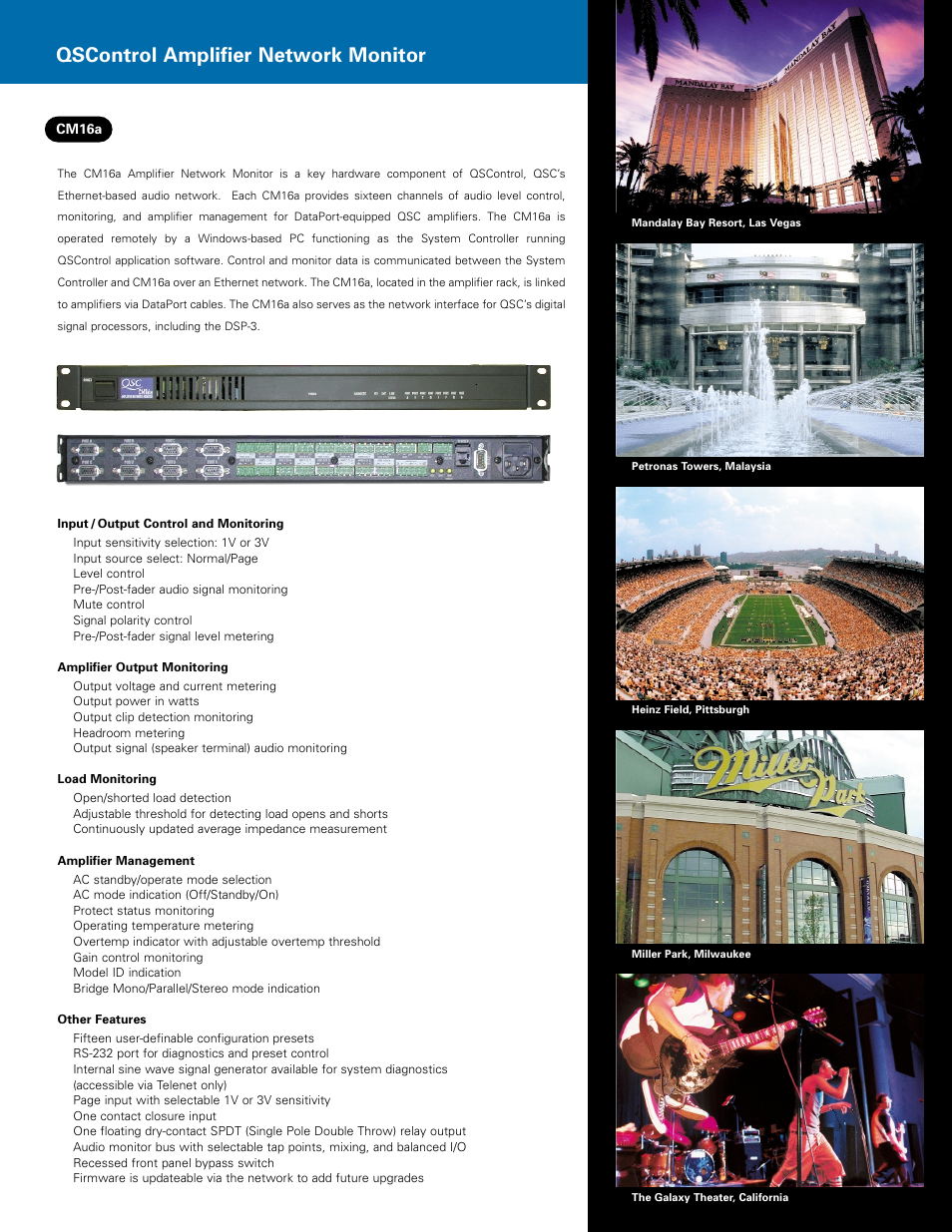 Qscontrol amplifier network monitor, Cm16a | QSC Audio Network Audio Systems User Manual | Page 2 / 6