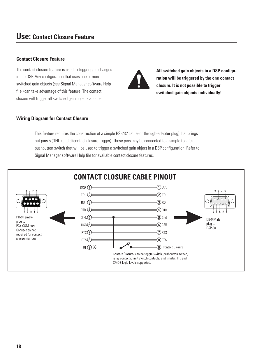 Contact closure feature | QSC Audio DSP-30 User Manual | Page 18 / 28