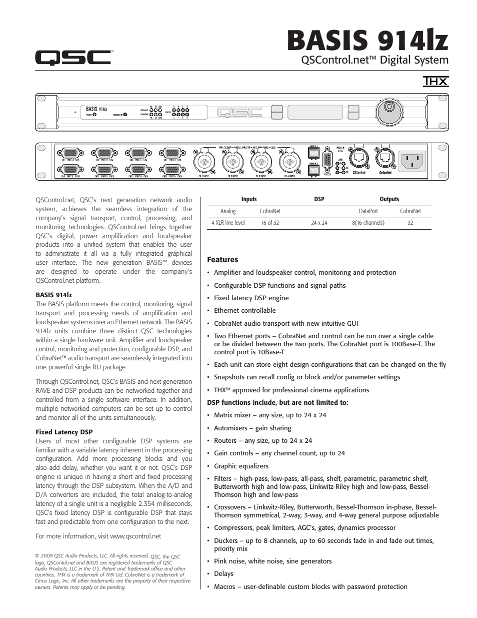 QSC Audio 914LZ User Manual | 2 pages